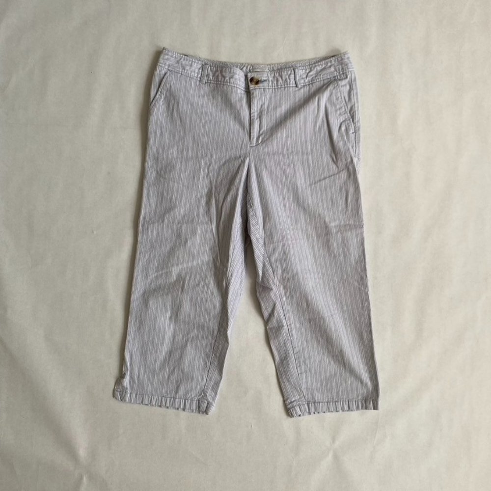 Dockers Pinstripe Stretchy Capri Pants Blue Stripes on White